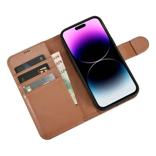 iCarer Wallet Case 2in1 etui iPhone 14 Pro Max skórzany pokrowiec z klapką Anti-RFID brązowy (WMI14220728-BN) - Etui i futerały do telefonów - miniaturka - grafika 9