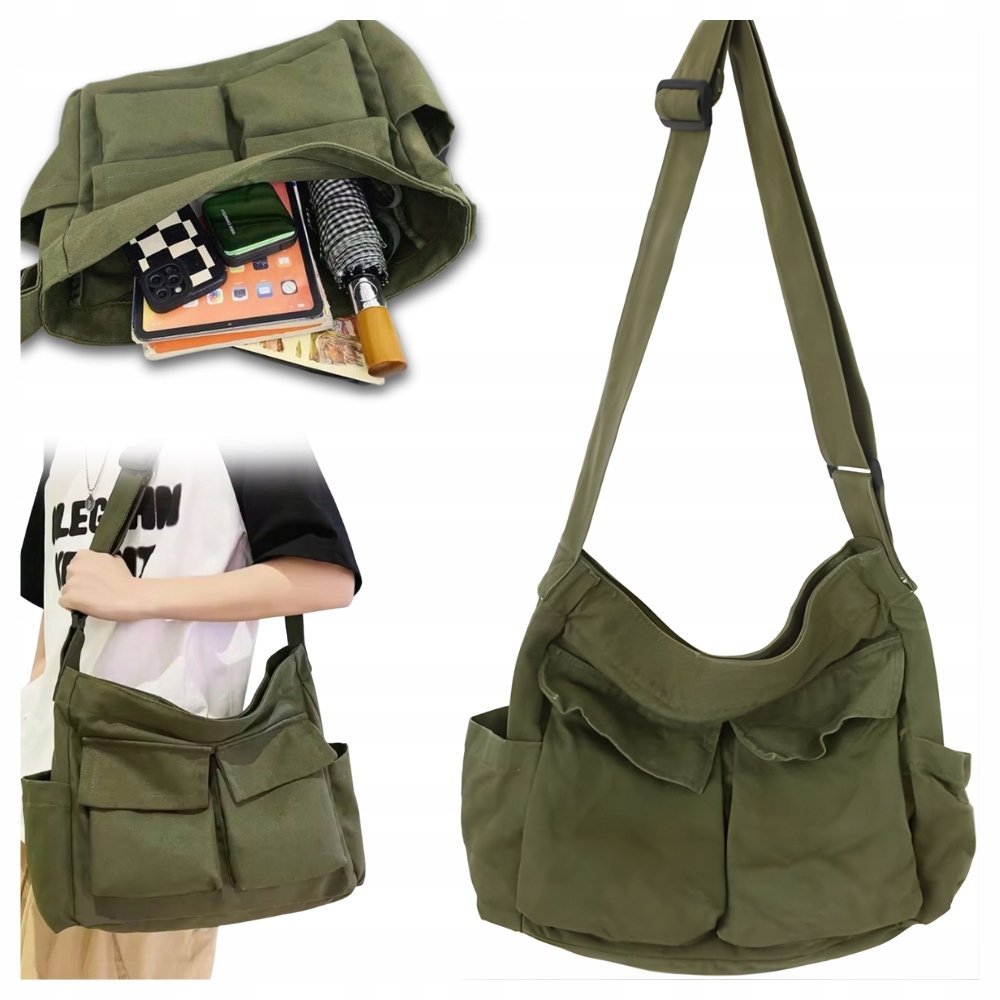 TORBA NA RAMIĘ PŁÓCIENNA MESSENGER BAG VINTAGE DLA MĘŻCZYZN KOBIET UNISEX