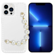 Etui i futerały do telefonów - Pokrowiec Do Apple iPhone 13 PRO MAX Etui w Biały z perłami Obudowa Case Cover TPU Silicone Perły Cadorabo - miniaturka - grafika 1