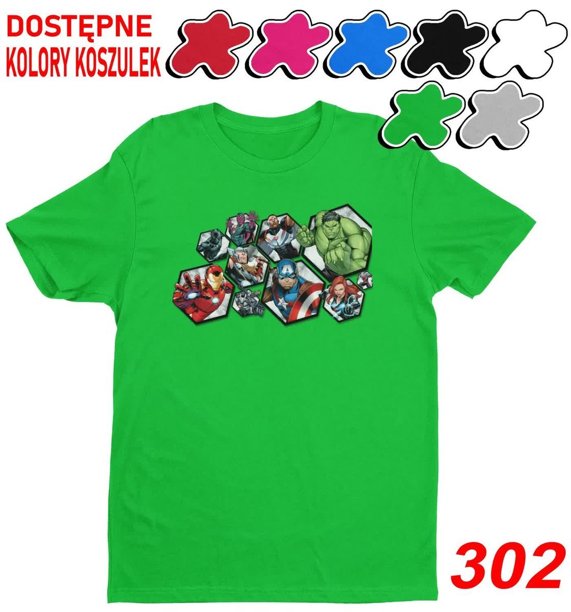 Dziecięca Koszulka Z Nadrukiem Wybór Anengers Marvel Postacie -L146-152