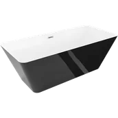 Wanny - Mexen Velo Slim wanna wolnostojąca 170 x 75 cm, biała/czarna, przelew chrom - 52811707575-01 - miniaturka - grafika 1