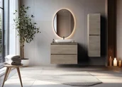 Meble łazienkowe - Komplet podwieszanych mebli łazienkowych ciemny dąb D7-P08 - miniaturka - grafika 1