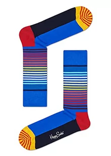 Happy Socks Half Stripe, kolorowe i zabawne, Skarpety dla kobiet i mężczyzn, Niebieski-Czerwony-Żółty-Czarny (41-46) - Skarpetki męskie - miniaturka - grafika 1