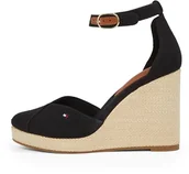 Espadryle damskie - TOMMY HILFIGER Espadryle damskie FLAGA HIGH WEDGE ESPAD ZAMKNIĘTE TOE, CZARNY (czarny), 4 UK, Czarny, 37 EU - miniaturka - grafika 1