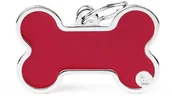 Odblaski i adresówki - Zawieszka Adresówka Identyfikator z grawerem dla psa i kota kość czerwona z obramówką XL - miniaturka - grafika 1