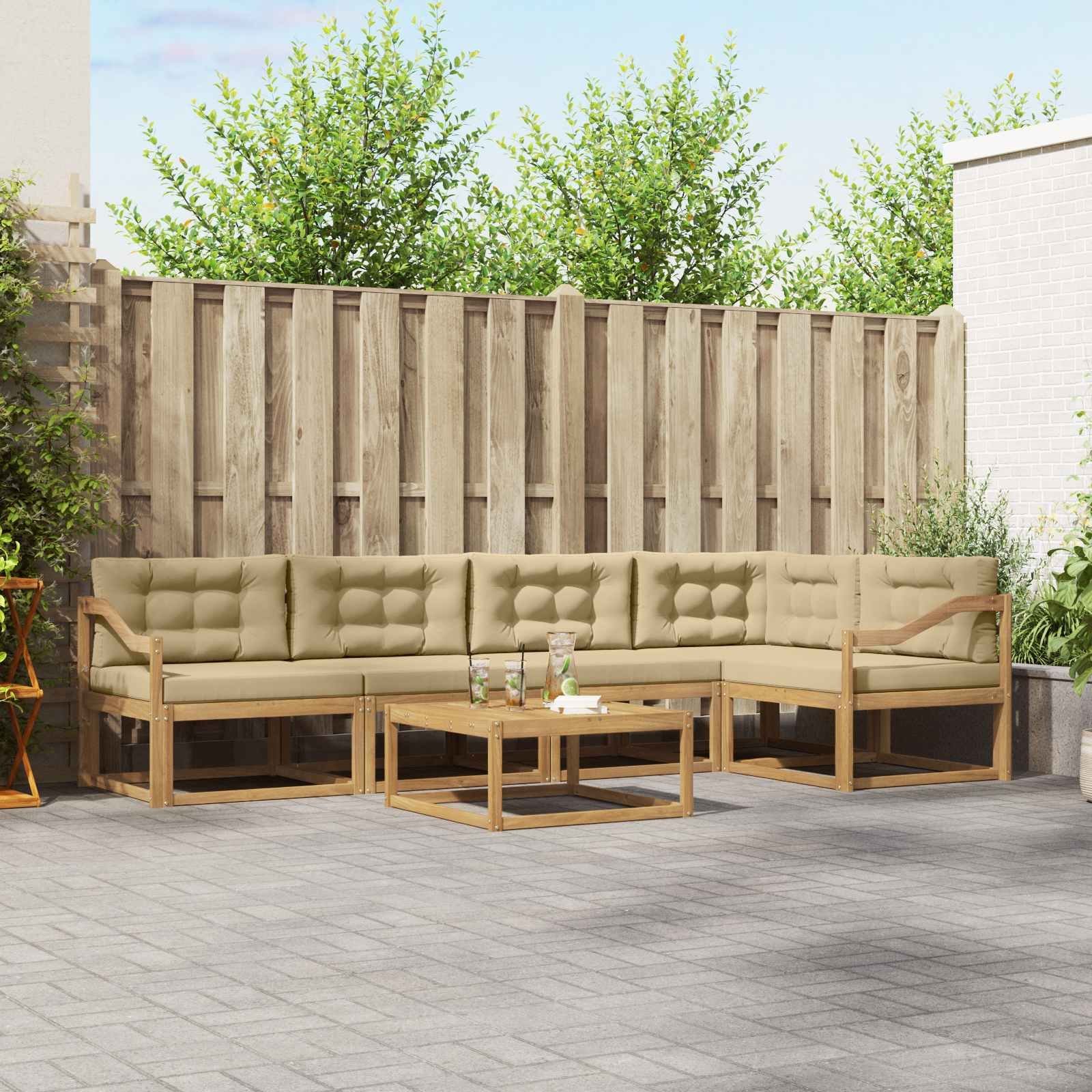 vidaXL Zestaw sof na zewnątrz 6 pcs Biały i Beżowy 79 x 79 x 37 cm