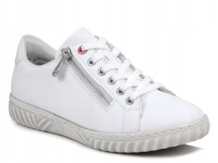 Buty damskie sportowe sneakersy białe skórzane Rieker N0900-81 40 - Sneakersy damskie - miniaturka - grafika 1