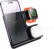 Akcesoria do smartwatchy - HOCO ładowarka indukcyjna 3w1 kompatybilna z MagSafe i APPLE Watch 15W CQ19 szara - miniaturka - grafika 1