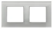 Klawisze i ramki - Ospel ARIA Ramka podwójna białe szkło ARIA R-2UGC/31/00 - miniaturka - grafika 1