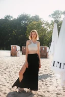 Sukienki i spódnice sportowe - Spódnica do jogi z rozporkami po bokach FLOWCUT - black sky xs - miniaturka - grafika 1