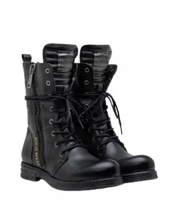 REPLAY DAMSKIE BOTKI CZARNE Z ZAPIĘCIAMI SKÓRZANE 35 JJB - Botki damskie - miniaturka - grafika 1