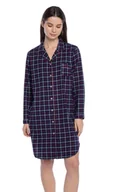 Bielizna nocna - Flanelowa koszula damska PAULINA M Ciemnoniebieski - miniaturka - grafika 1