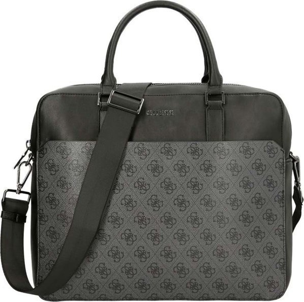 Guess, Vezzola, Polyurethane, Textile Briefcase, Computer, Black, 35 x 29 x 9 cm, For Men For Men