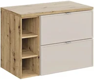 Szafki łazienkowe - Szafka pod umywalkę nablatową BELLA CASHMERE 60cm kaszmir/dąb artisan - zestaw 80 cm z regałem i blatem COMAD - miniaturka - grafika 1