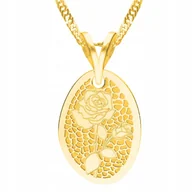 Naszyjniki - Złoty Naszyjnik Róża z Kwiatem Kwiatkiem Róża Kwiat Kwiatek SREBRO 925 - miniaturka - grafika 1