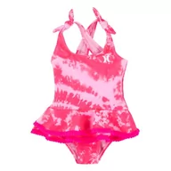 Stroje kąpielowe - Hurley Dziewczęcy kostium kąpielowy Ruffle One Piece jednoczęściowy kostium kąpielowy, różowy (Hyper Pink), 3 Lata - miniaturka - grafika 1