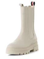 Kozaki damskie - Tommy Hilfiger Skórzane kozaki Kobiety skóra beżowy|szary jednolity, 36 - miniaturka - grafika 1