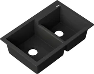 Zlewozmywaki - Bianco Zlewozmywak granitowy 2-komorowy bez ociekacza czarny metalik - miniaturka - grafika 1