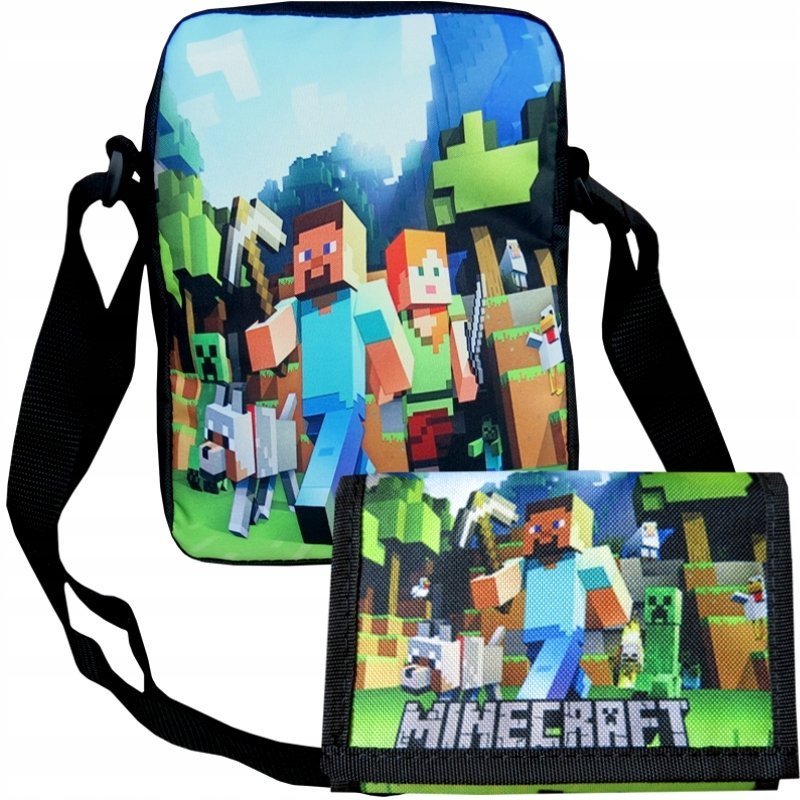 Minecraft Saszetka na ramię + portfel Komplet