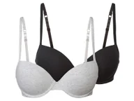 Biustonosze - esmara® Biustonosze damskie z fiszbinami, 2 sztuki (Czarny/ szary, 85C) - miniaturka - grafika 1