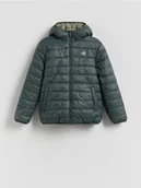 Kurtki i płaszcze dla chłopców - Reserved - Dwustronna kurtka z kapturem - ciemnozielony - miniaturka - grafika 1
