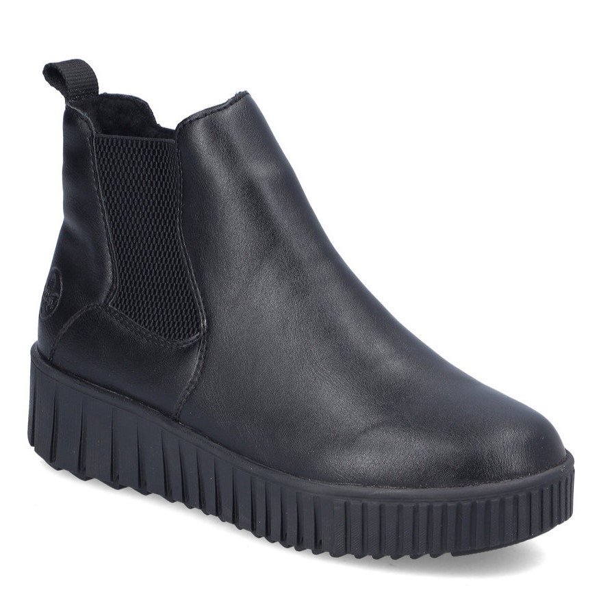 Botki damskie czarne Rieker Y6151 zimowe ocieplane na platformie-41