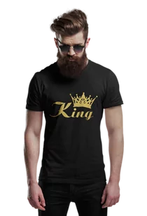 Koszulka na walentynki z złotym napisem KING i koroną - Walentynki - miniaturka - grafika 1
