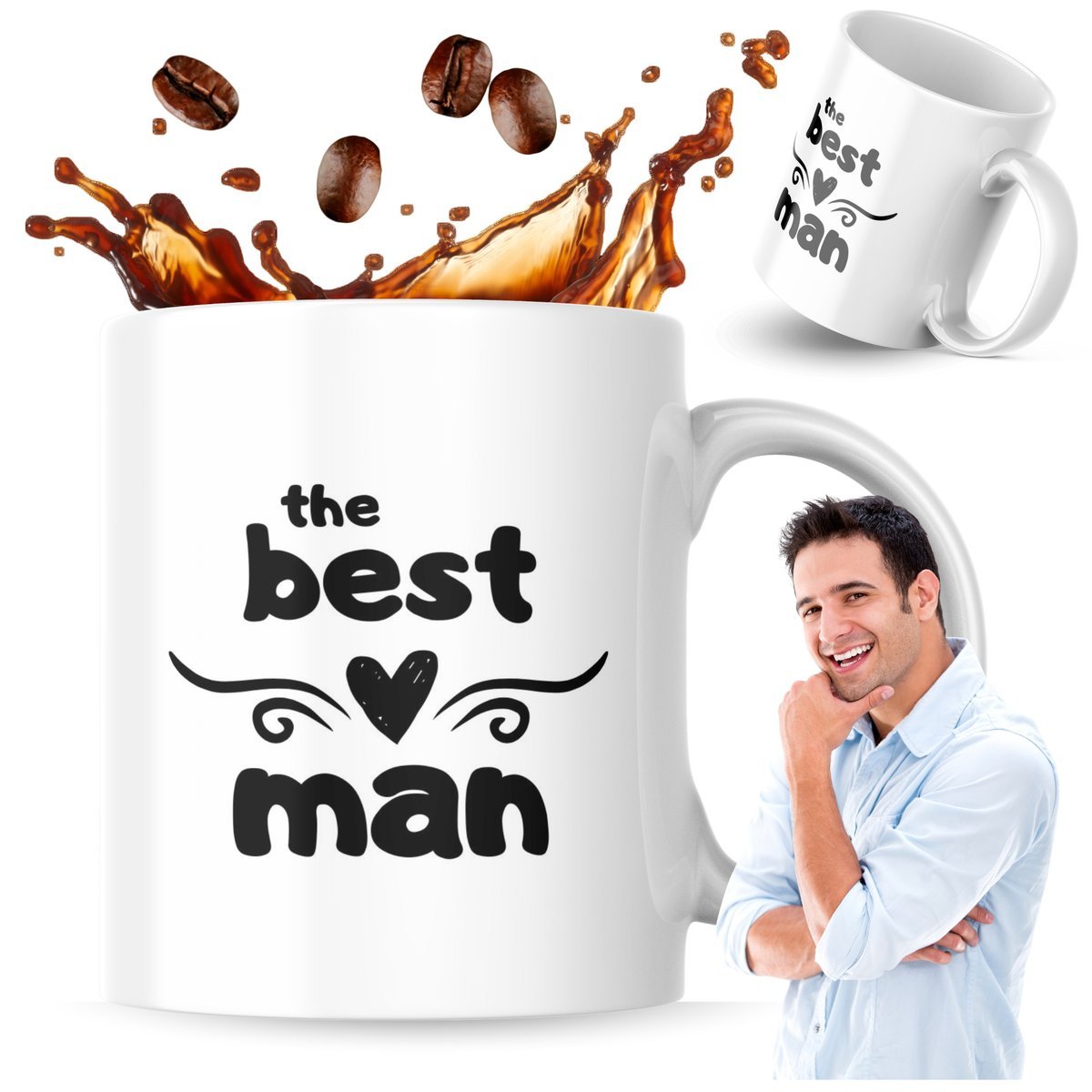 Kubek z nadrukiem 330 ml The Best Man Kubek Do Kawy Prezent Dla Faceta