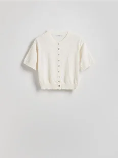 Reserved - Sweter z krótkim rękawem - kremowy - Swetry damskie - miniaturka - grafika 1