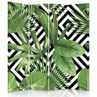 Parawany - Parawan dwustronny FEEBY, Liść Zielony Geometryczny 145x170 - miniaturka - grafika 1
