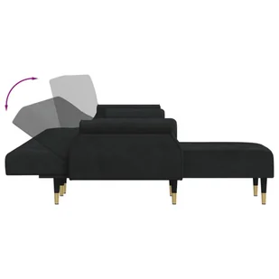 Sofa rozkładana L, czarna, 271x140x70 cm, aksamit Lumarko! - Narożniki - miniaturka - grafika 7