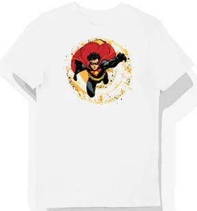 Koszulka męska biała z nadrukiem bohatera i czerwonej peleryny S - Koszulki męskie Koszulka męska biała z nadrukiem bohatera i czerwonej peleryny S - Koszulki męskie - miniaturka - grafika 1