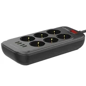 Listwy zasilające - Luxury Listwa zasilająca  Listwa zasilająca 3 Gniazda + 6x szybkie ładowanie USB Przedłużacz uniwersalny 3944-uniw - miniaturka - grafika 1