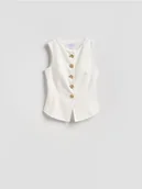 Marynarki i żakiety damskie - Reserved - Kamizelka z ozdobnymi guzikami - złamana biel - miniaturka - grafika 1