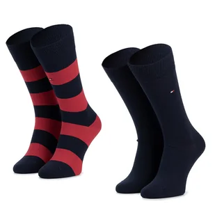 Zestaw 2 par wysokich skarpet męskich Tommy Hilfiger 342021001 Granatowy - Skarpetki męskie - miniaturka - grafika 1