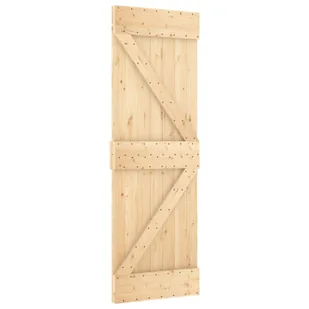 Drzwi przesuwne z osprzętem, 70x210 cm, lite drewno sosnowe 8721012082823 - Drzwi wewnętrzne - miniaturka - grafika 2