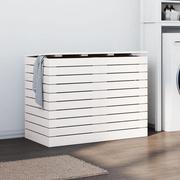 Akcesoria łazienkowe - vidaXL Kosz na pranie, biały, 88,5x44x66 cm, lite drewno sosnowe - miniaturka - grafika 1