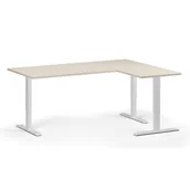 Biurka - Stół z regulacją wysokości, 3 silniki, 745 - 1215 mm, narożnik L/P, blat 1800 x 1400 mm, podstawa biała, brzoza - miniaturka - grafika 1