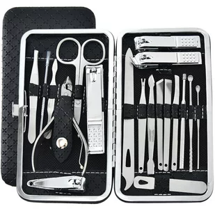 Zestaw Manicure Cążki Nożyczki Paznokci, 19 szt. + Etui - Akcesoria do paznokci - miniaturka - grafika 1