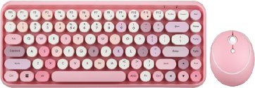 Klawiatura + mysz Perixx Perixx PERIDUO-713 DE, Mini Keyboard and Mouse Set, Retro Vintage Design, pink