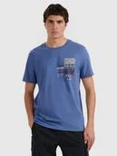 Koszulki męskie - 4F T-shirt regular z nadrukiem męski - granatowy L - miniaturka - grafika 1