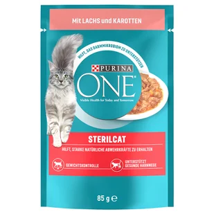 Purina One Sterilised, 6 X 85 G - Łosoś Z Marchewką - Mokra karma dla kotów Purina One Sterilised, 6 X 85 G - Łosoś Z Marchewką - Mokra karma dla kotów - miniaturka - grafika 2