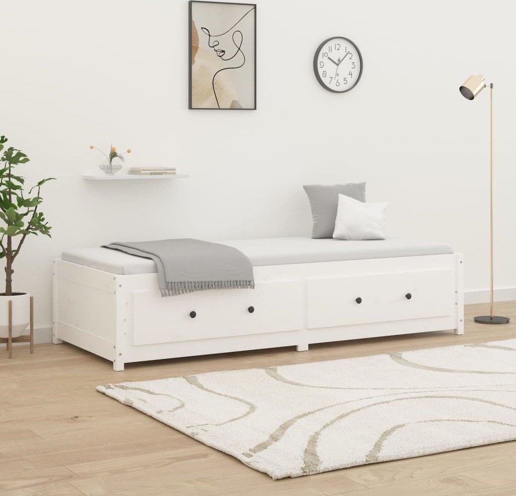 Łóżko dzienne białe 90x200 cm lite drewno sosnowe