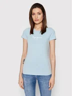 Koszulki i topy damskie - Pepe Jeans T-Shirt New Virgina PL505202 Niebieski Slim Fit - miniaturka - grafika 1
