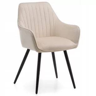 krzesło PASSO tapicerowane pikowane welurowe beżowe - Krzesła - miniaturka - grafika 1