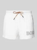 Kąpielówki męskie - Spodenki kąpielowe o kroju relaxed fit z nadrukiem z logo model ‘Mooneye’ - miniaturka - grafika 1