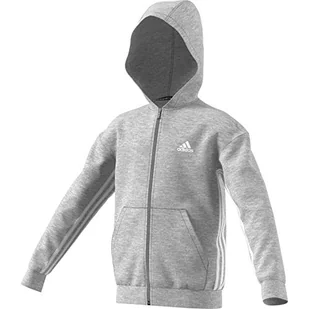 adidas Must Haves chłopięca bluza z kapturem, 3 paski Full Zip Hoody, Medium Grey Heather/White, 176 (2XL) - Bluzy dla chłopców - miniaturka - grafika 1