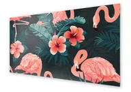 Dekoracje domu - Panel kuchenny HOMEPRINT Flamingi na czarnym tle 140x70 cm - miniaturka - grafika 1