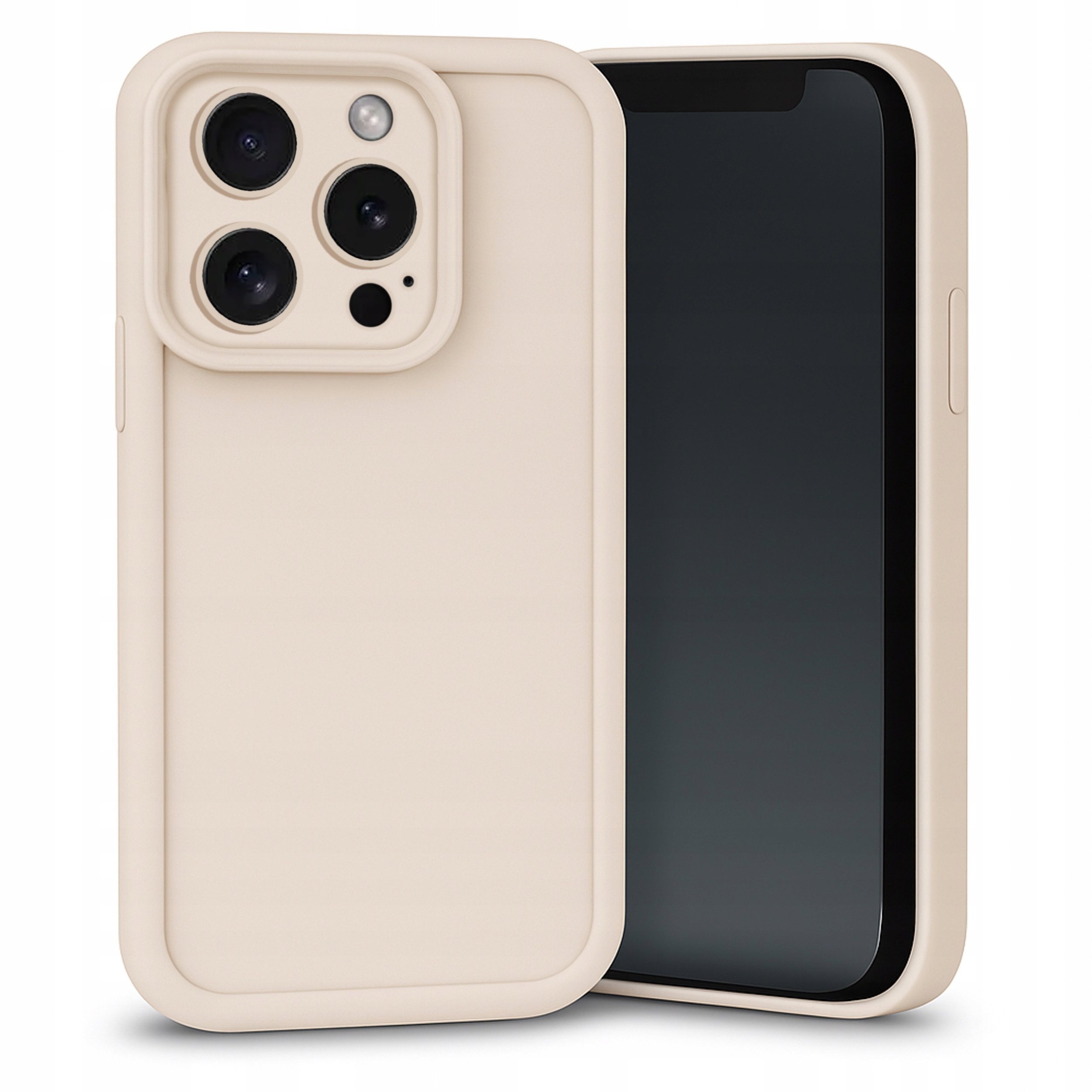 Etui do Apple iPhone 16 Pro Beżowe, Silikon, Matowe, Wzmocnione Szkło