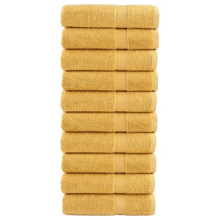 vidaXL Ręczniki kąpielowe, premium, 10 szt., złote, 70x140 cm, bawełna - Ręczniki - miniaturka - grafika 1